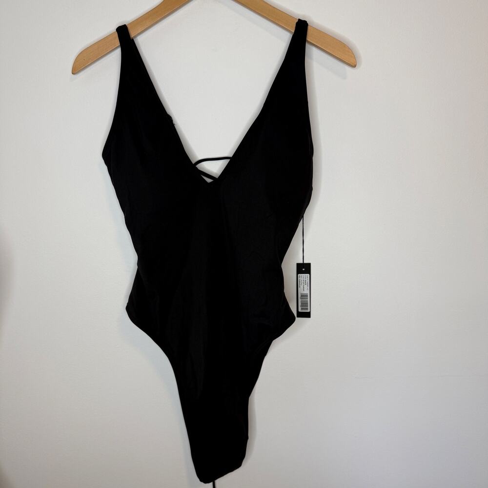 TA3 Hi Cut Plungey Shapewear One Piece Swimsuit In Black Large Xlong Torso New
